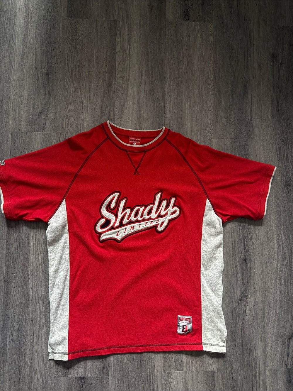 Shady Limited Red Short-Sleeve Tee with Cream Panels